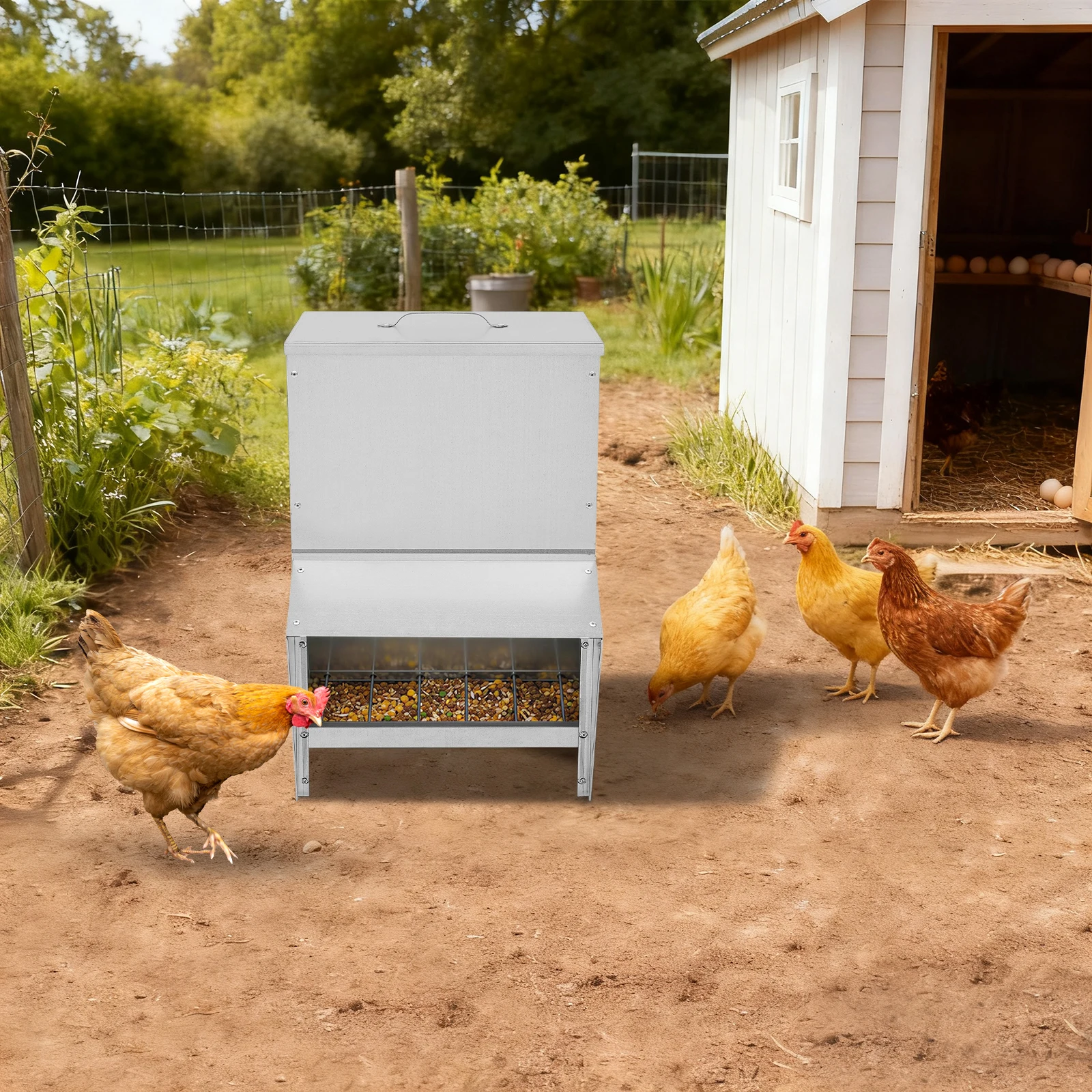 25L تغذية الدواجن تغذية الدجاج مع المظلة المضادة للمطر قدرة عالية للدجاج البط تركيا صندوق تغذية قفص حمامة المغذية