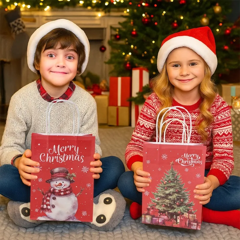أكياس ورق كرافت عيد الميلاد مع تصميم سانتا عطلة حفلة لصالح أكياس ديكور المنزل عيد الميلاد الحلي تخزين المواد الزينة