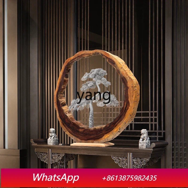 LH  new Chinese style zen weathered wood welcome pine ornament entrance art decoration