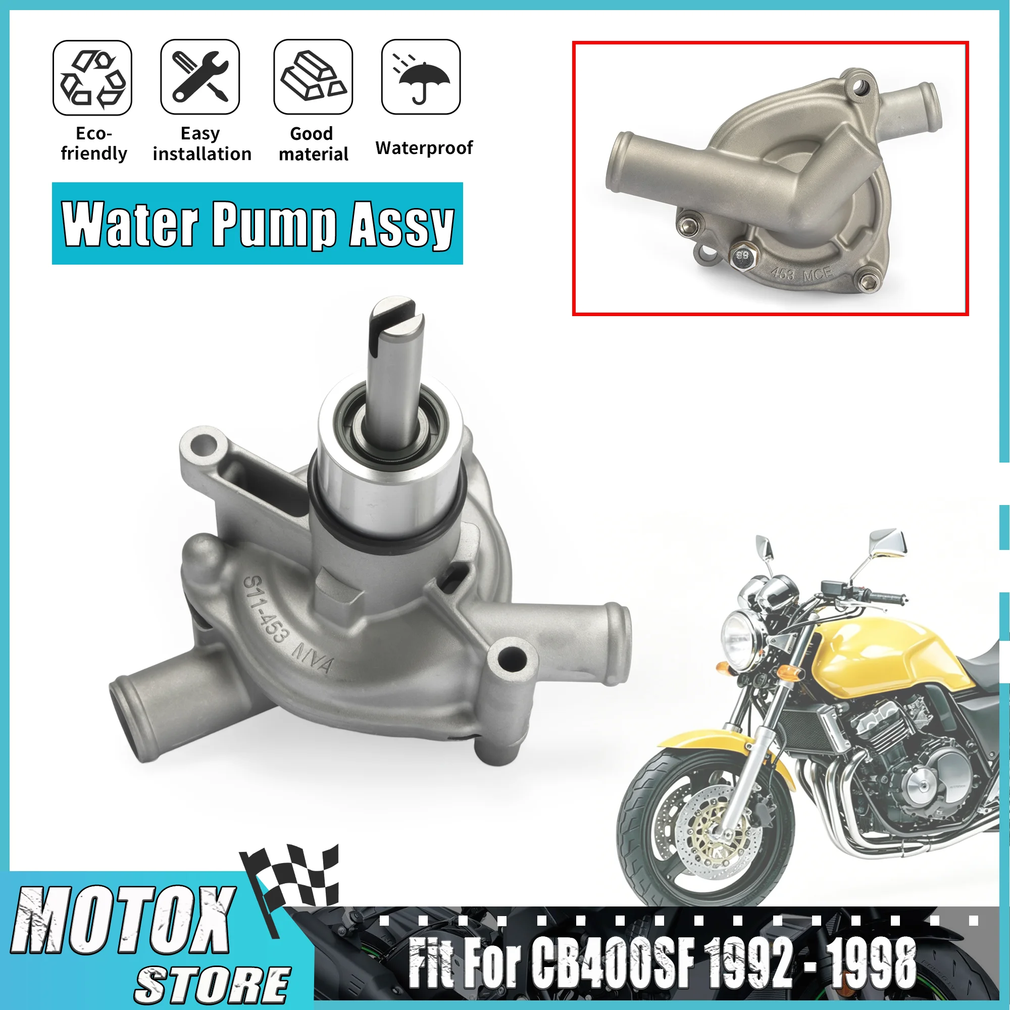 

Подходит для HONDA 1992 - 1998 CB400 Super Four CB400SF CB 400 SF 1993 1994 1995 1996 1997. Водяной насос в сборе для мотоцикла.