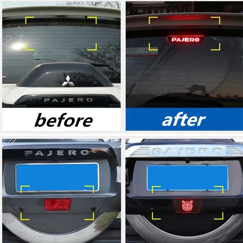 For Mitsubishi Pajero V97 V87 V73 V77 12-18 Carbon Fiber Car High Mounted Stop Lamp High Brake Lights Sticker Car Accessories