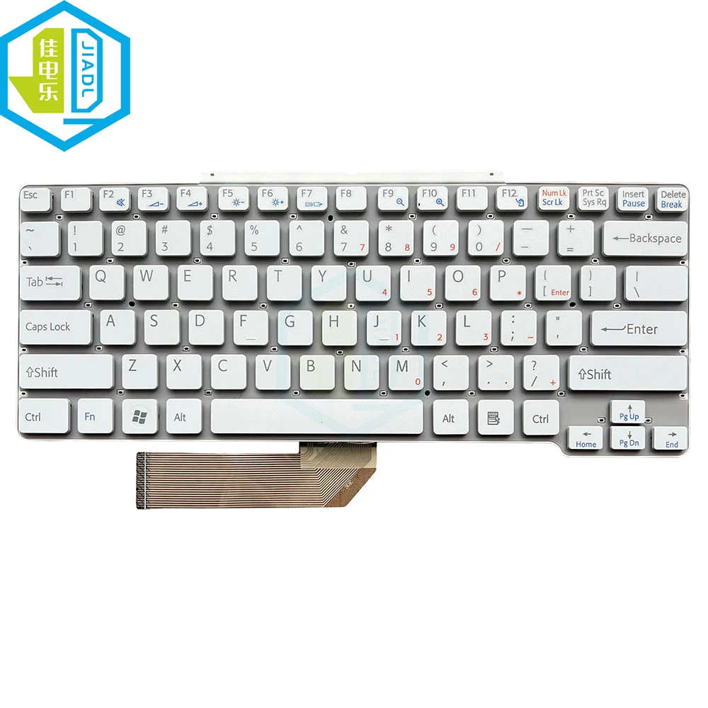 Teclado inglés para ordenador portátil Sony VGN-SR VGN-SR190 VGN-SR290 teclado blanco sin retroiluminación sin marco reemplazo del teclado