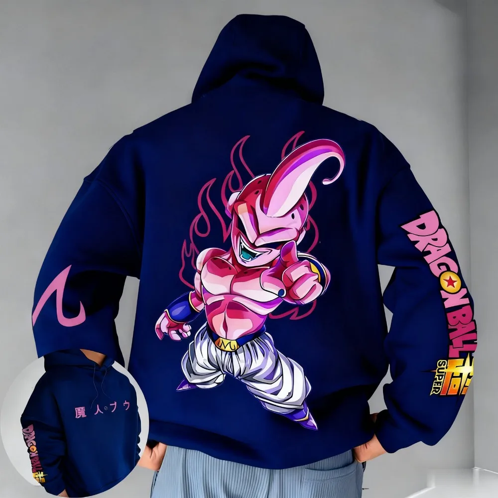 سترة دراغون بول بو كبيرة الحجم ممتعة للزوجين الأمريكيين مع قلنسوة للخريف والشتاء للرجال والنساء سترة فضفاضة متعددة الاستخدامات للوالدين والطفل