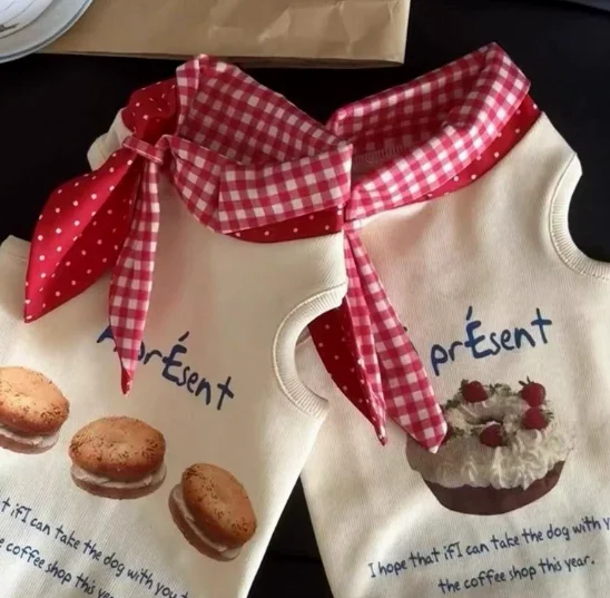 Dog Vest Cute Plaid Collar Clothes Yorkshire Pet Maltese Vest Bear Teddy Cowboy Cat Thin Style Spring Cooling Vest
