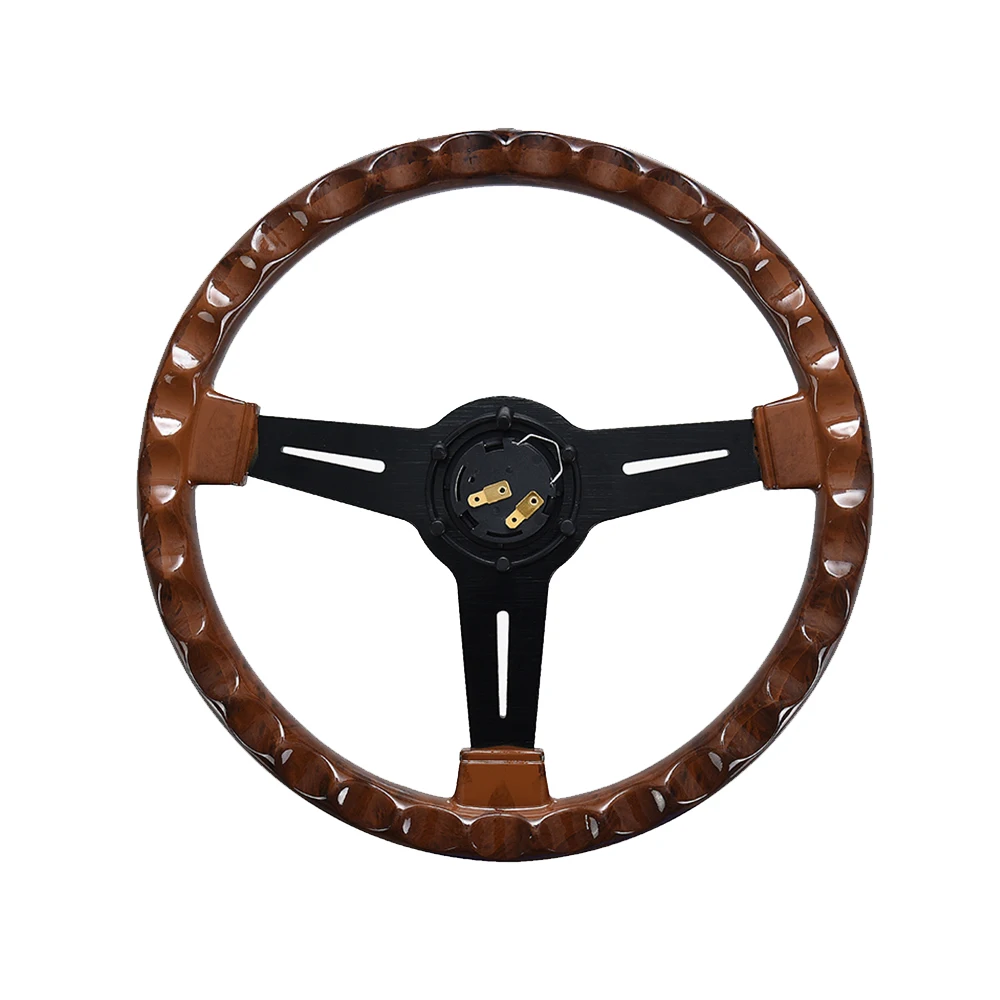 Universal 14 inch ND Retro Wood grain Auto Racing Steering wheels Deep Corn Drifting ABS Sport Steering Wheel With Logo