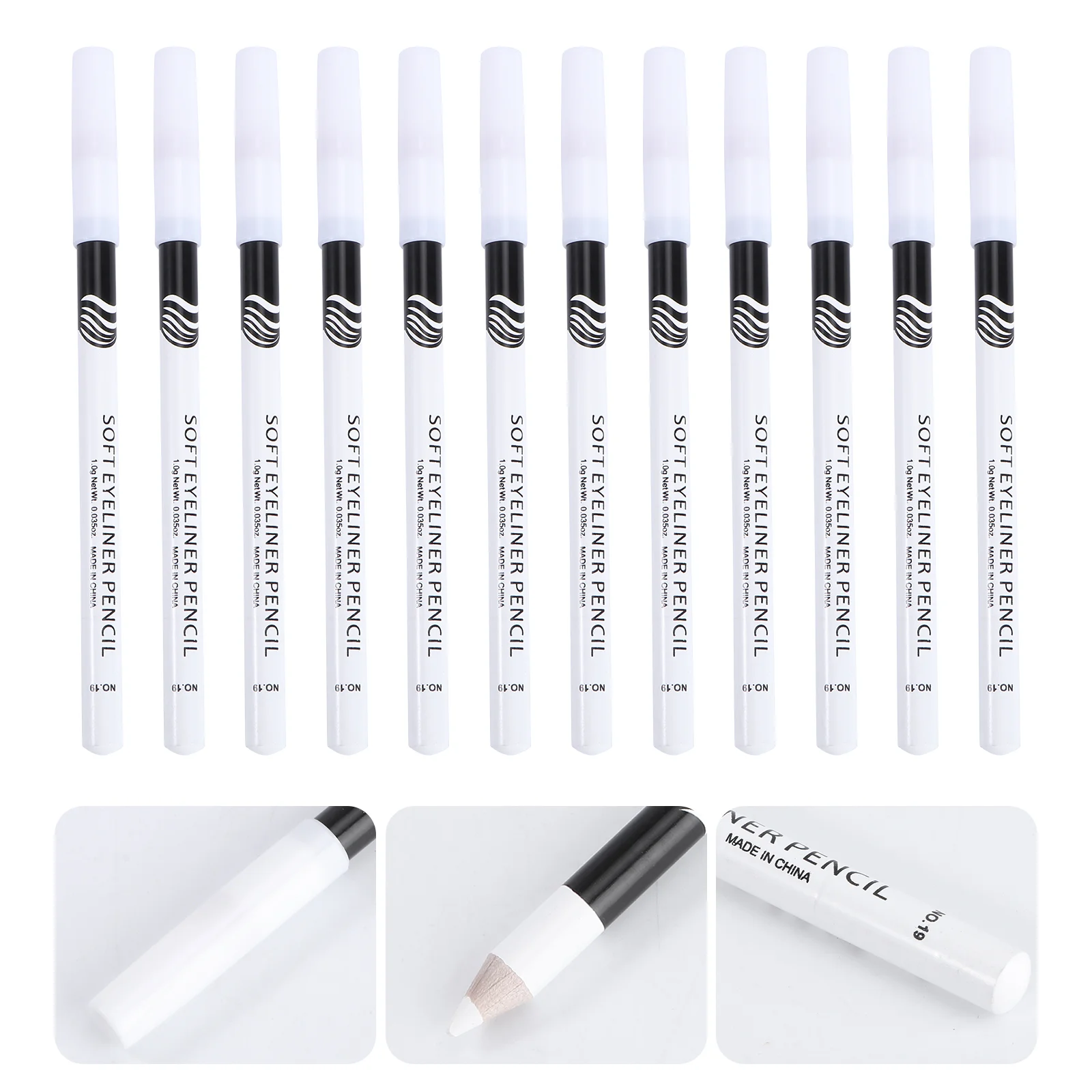 Crayon Eyeliner autocollant, applicateur de maquillage, surligneur sur poteau en bois, 12 pièces