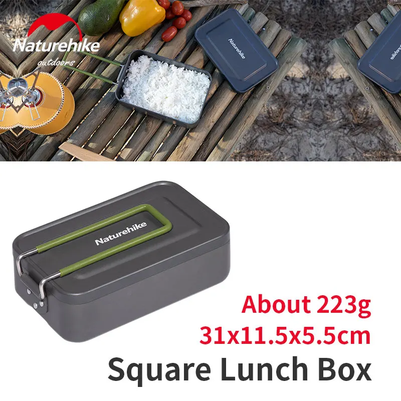 

Naturehike 0.8L Square Lunch Box Aluminum Alloy Outdoor Camping Lightweight Portable Barbecue Tableware Cutlery Box PicnicCooker