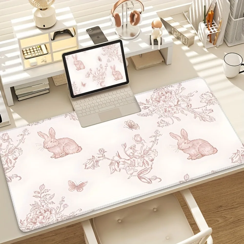 Simple Rabbit Flower Pattern Mouse Pad and Keyboard Pad - Anti-slip Rubber Bottom alfombrillas gaming mouse pad grande