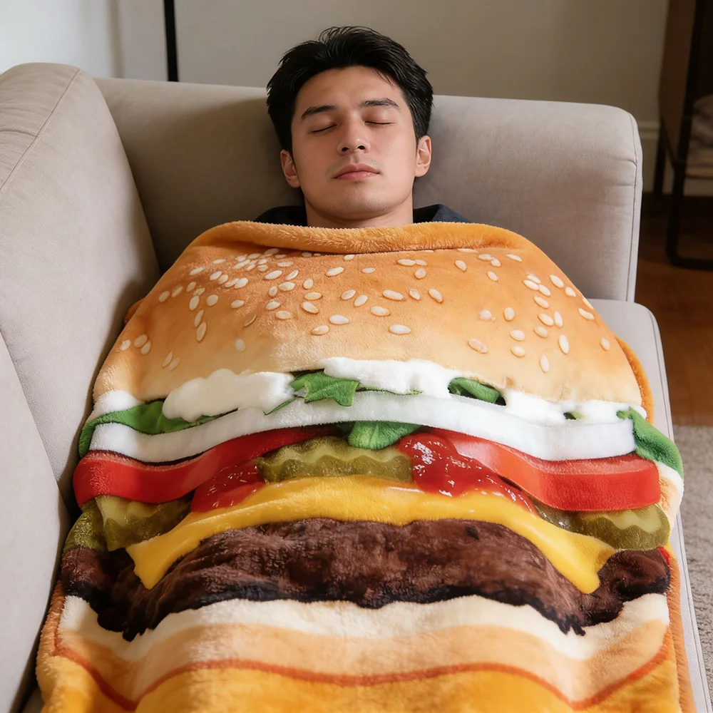 Customized blanket food burger blanket, fun food, cute flannel blanket holiday gift birthday gift