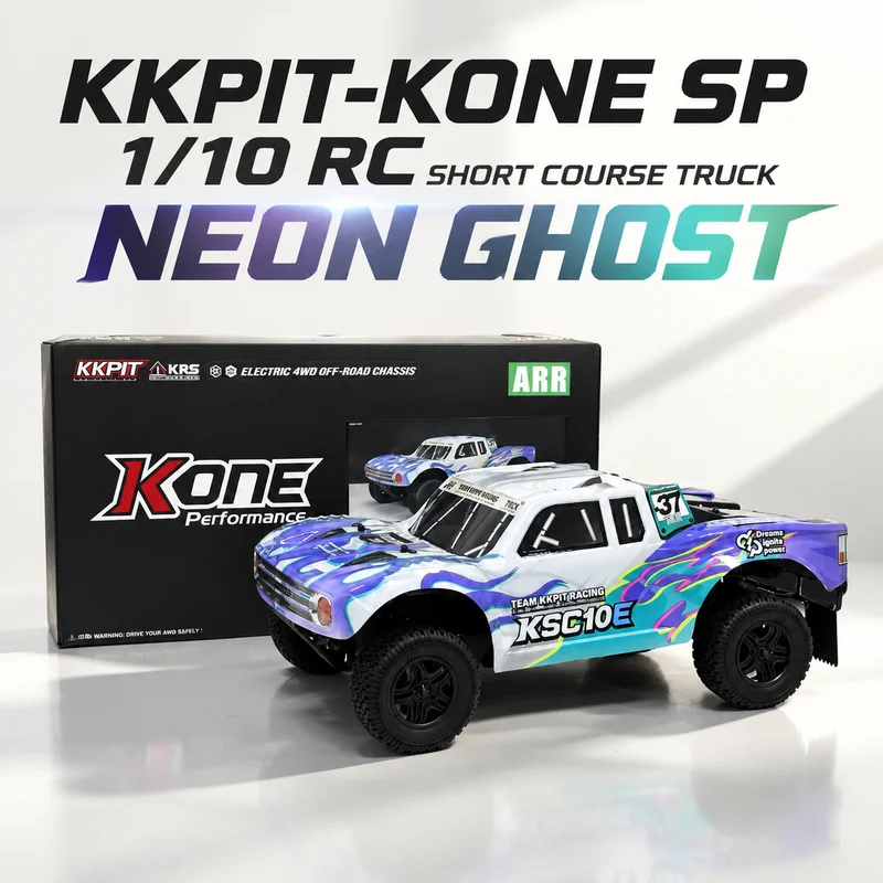 New 1/10 KKPIT-KONE SP Cyclone Neon Ghost Coating Remote Control 4WD Off-road Vehicle Electric RC Short Truck K1 Frame Model Toy