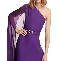 New Evening Dresses Women One Shoulder Elegant Party Maxi Dresses Sleeveless Formal Cocktail Gown Skinny Pleated Dress
