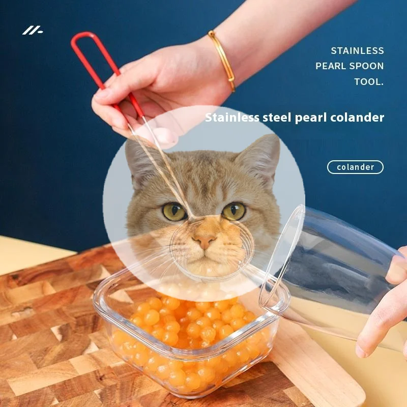 Popular Tapioca Pearl Scooper Pearl Strainer Boba Strainer Stainless Steel Milktea Supplies Steel Kitchen Hanging Utensil
