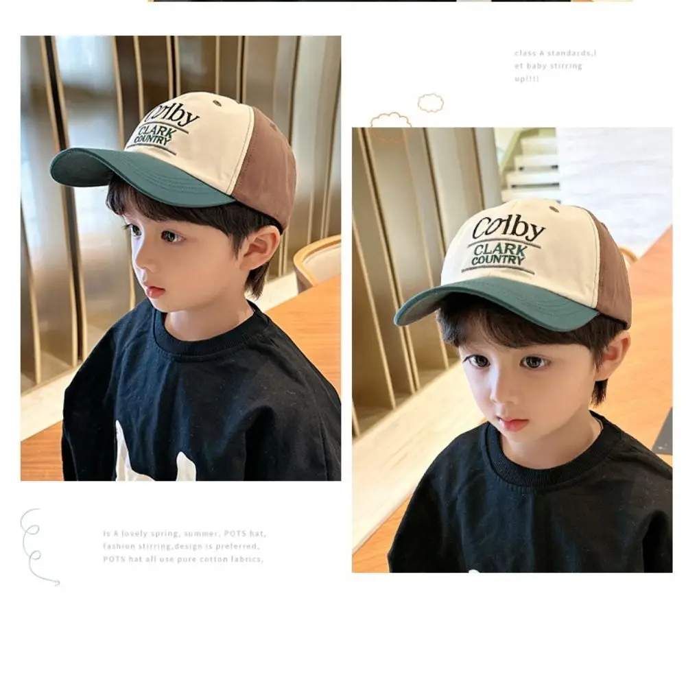 Summer Kids Baseball Hat Letter Embroidery  Peaked Cap for Boys Girls Solid Color Children Adjustable Sun Hats