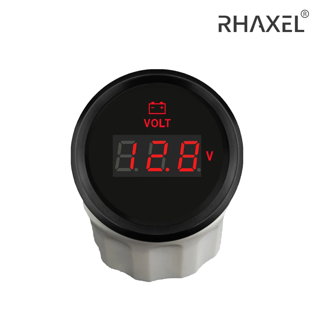 RHAXEL Waterproof 52mm Voltmeter Gauge Meter 8-16V 16-32V for Boat Auto Car Yacht with Red Backlight