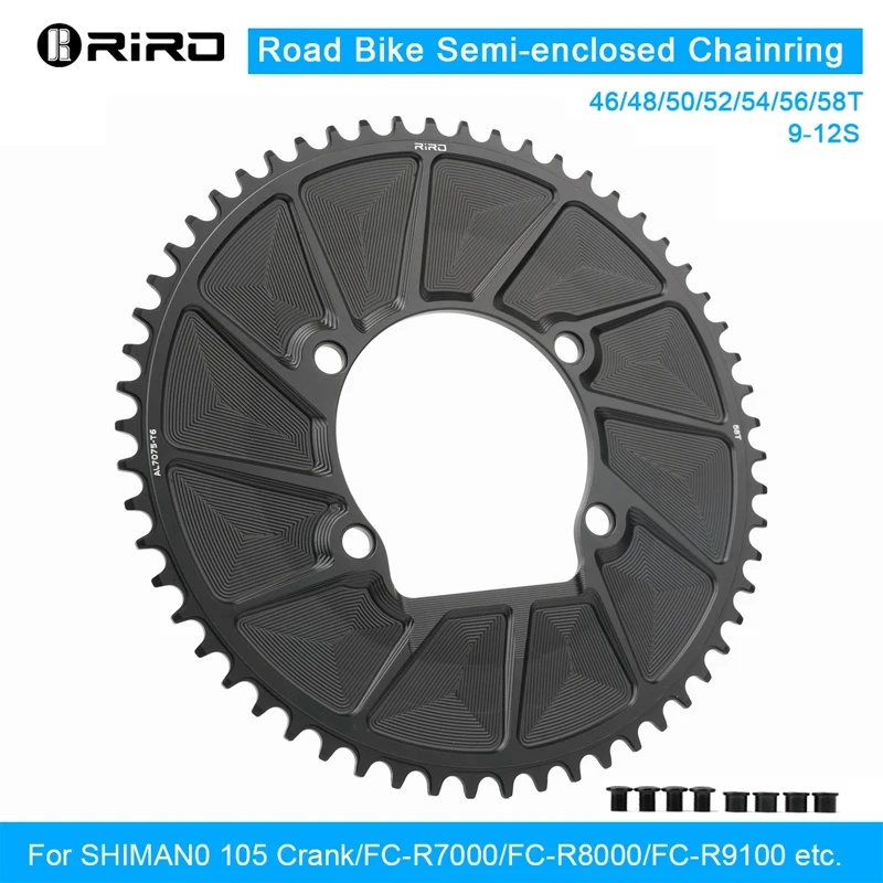 

RIRO 110BCD Bicycle Chainwheel 46/48/50/52/54/56/58T Bike Crown Chainring Road Bike Single Sprocket for Shimano 105/FC-R7000