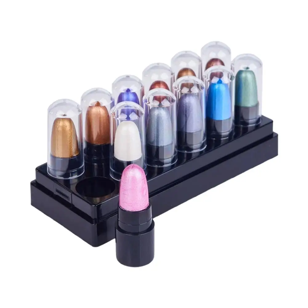 12 Colors Pearlescent Eyeshadow Sticks High Pigmented Eyeshadow Pencil Glitter Waterproof Long-Lasting Eye Makeup Non-Smudged