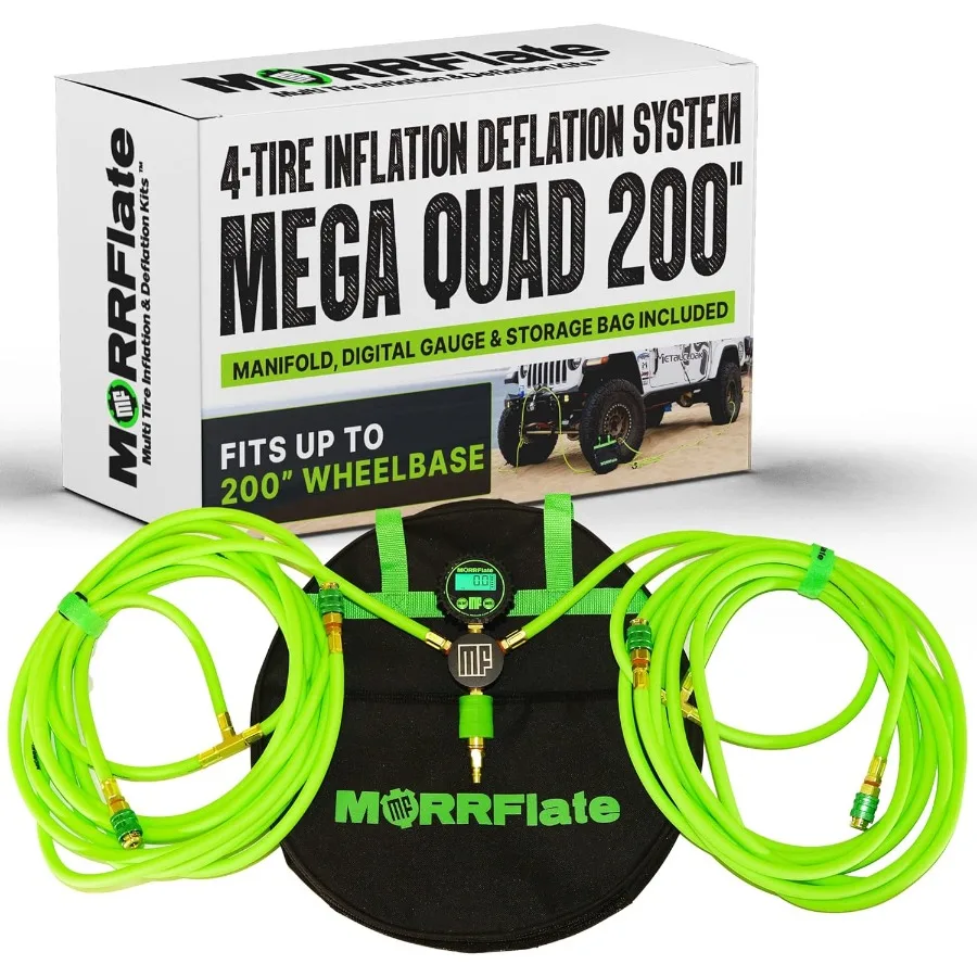 

Mega Quad Tire Inflator Hose Kit Designed for OffRoad Vehicles with Wheelbase up to 200 Inches Supports 46 Tire Systems HighFlo