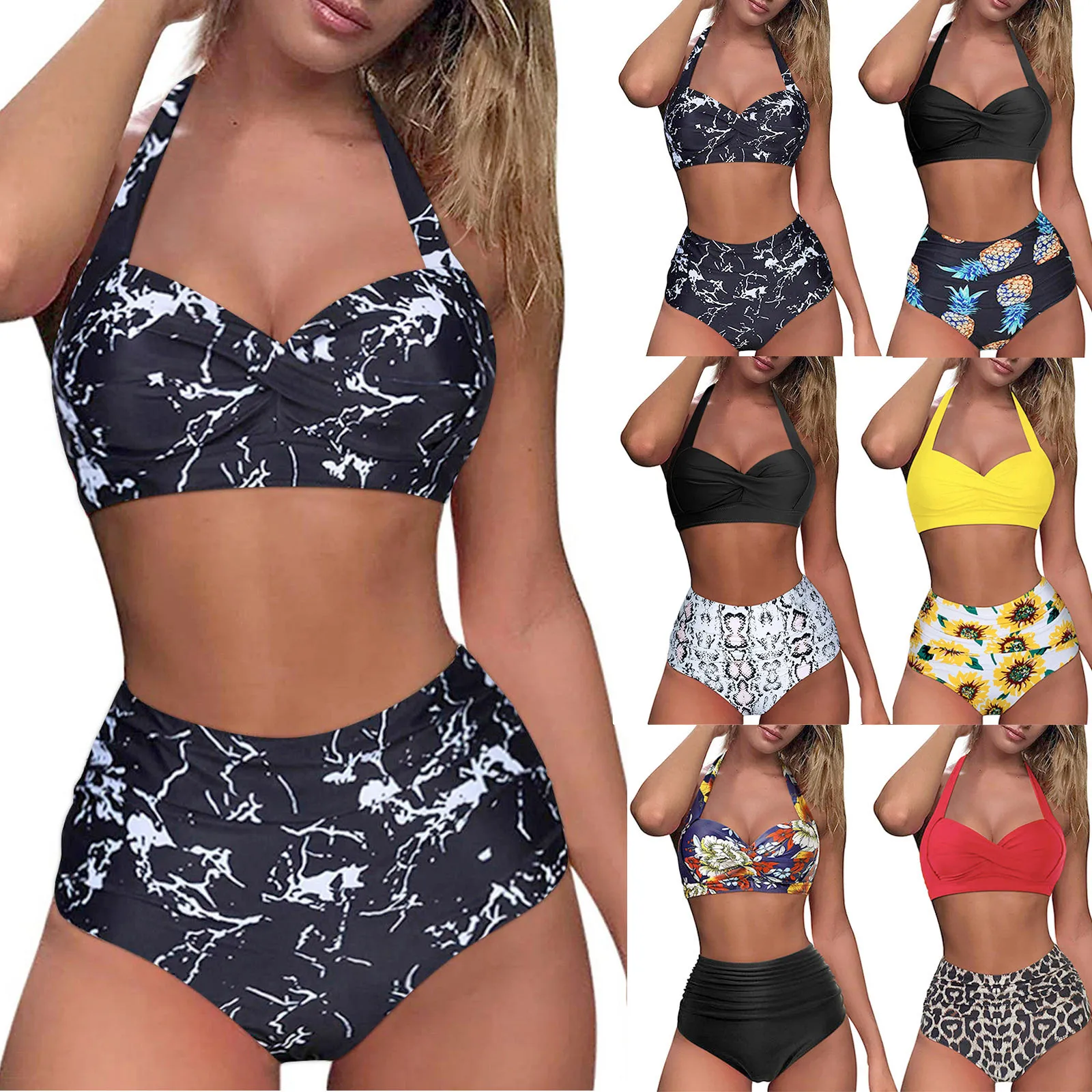 Conjunto de Bikini con estampado de moda para Mujer, traje de baño de dos piezas, traje de baño fruncido Y2k, Tankinis de lujo, traje de playa para primavera y verano