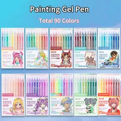 9Pcs/Box Languo Multi-Color Handbook Pen 0.5mm Morandi Color Gel Pen Students Writing Painting Drawing Marker Pens Stationery