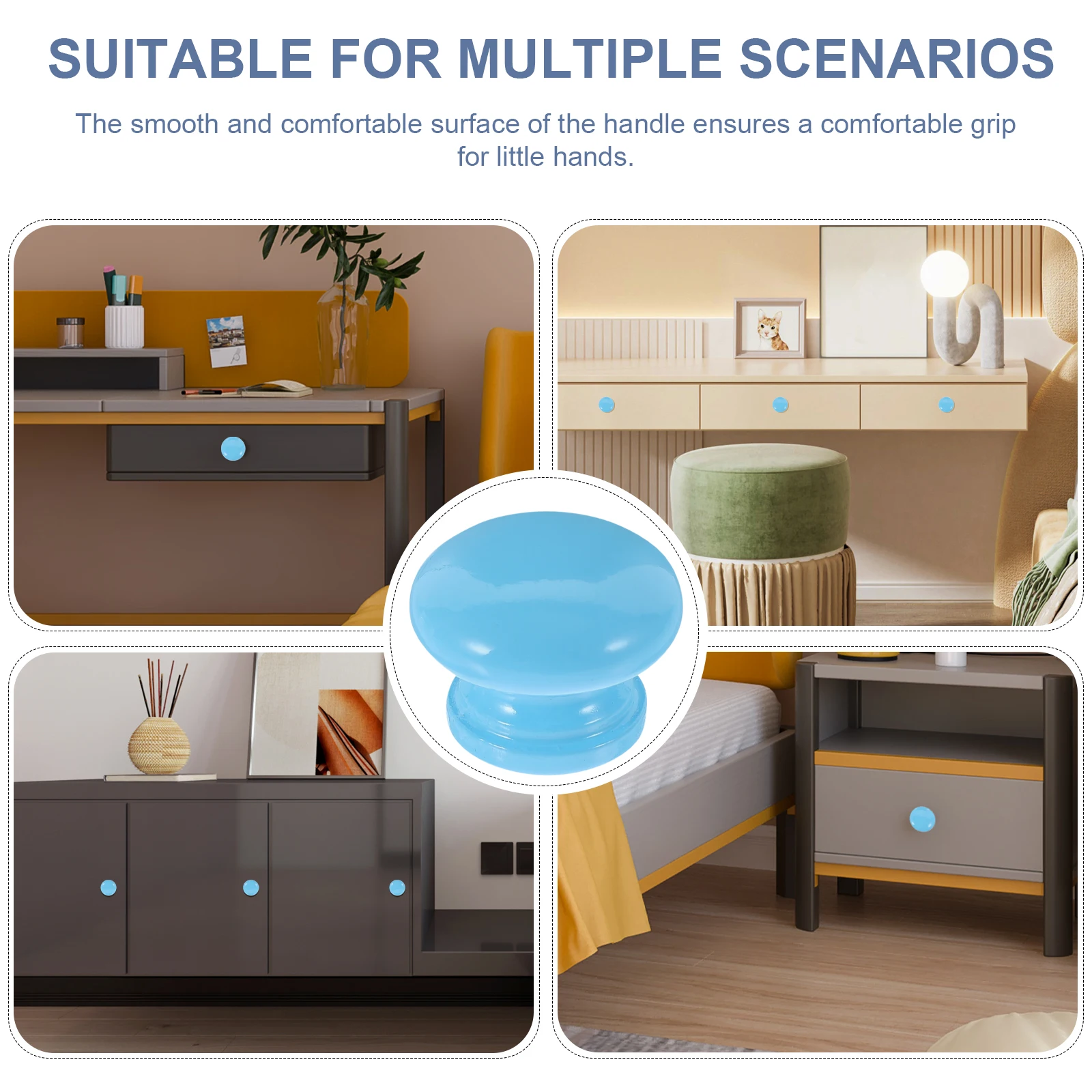 

6Pcs Wooden Drawer Handles Colorful Durable Comfortable Grip Furniture Pulls Replacement Knobs for Wardrobe Cabinet