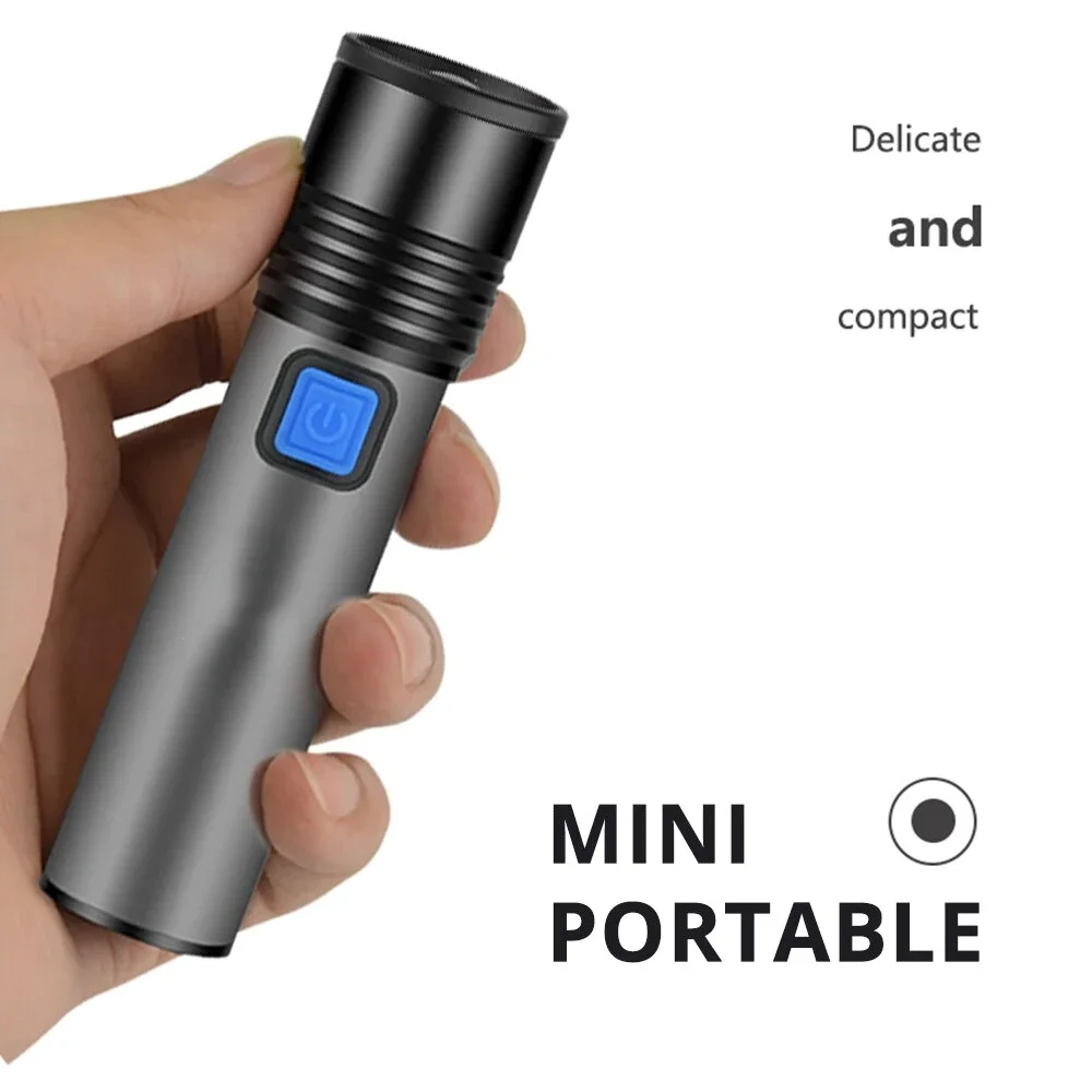 USB Rechargeable LED Flashlight With LED Built in 1200mAh Lithium Battery Waterproof Camping Light Zoomable Torch image 6
