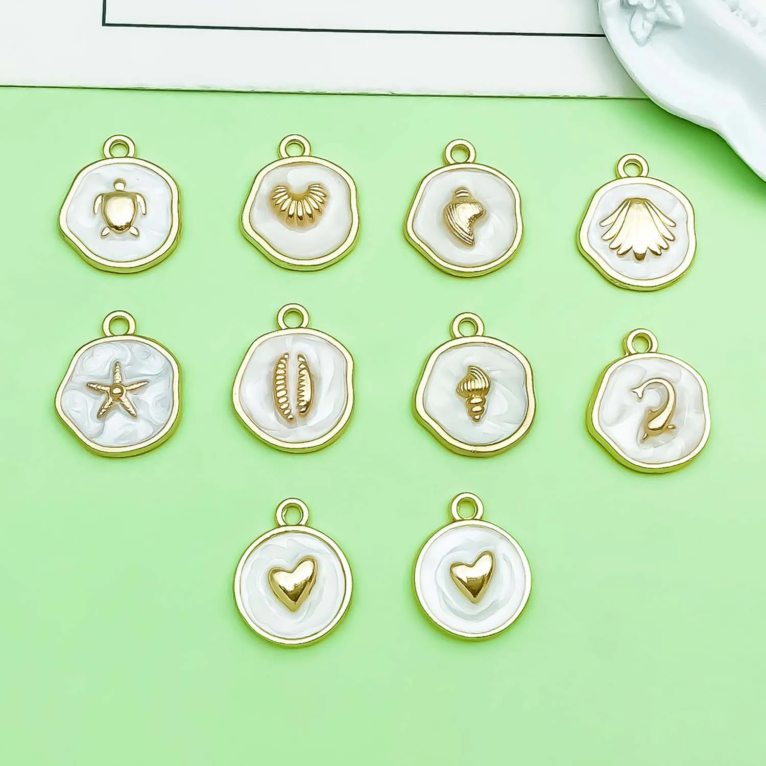 10pcs Enamel Marine Life Charms Alloy Pendants for DIY Bracelets Necklaces Earrings Jewelry Making Accessories