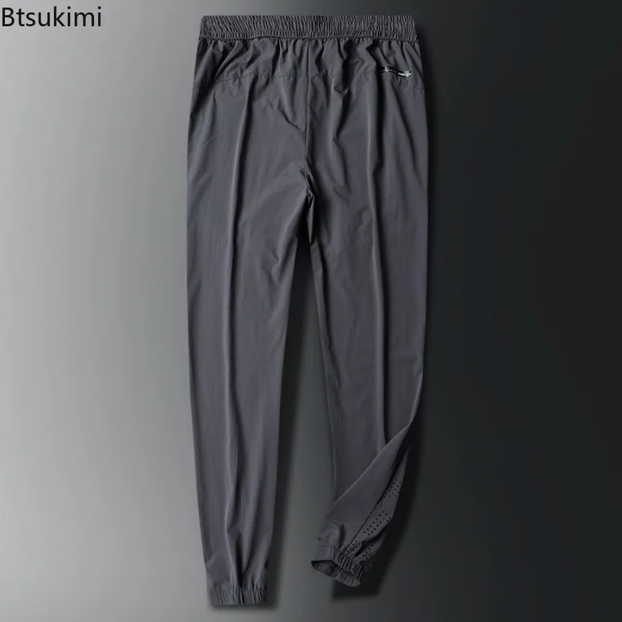 Summer Ice Silk Pants for Men Thin Style Breathable Mesh Sweatpants Quick Dry Straight Casual Trousers Male Baggy Joggers Pants