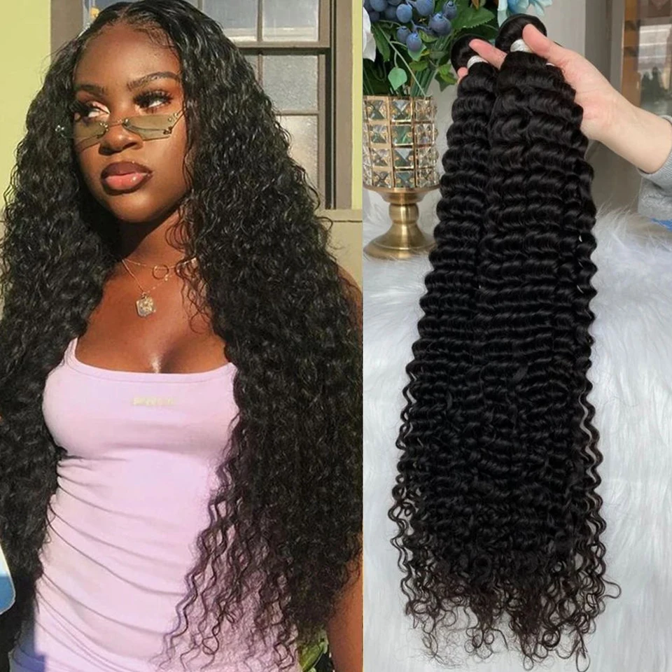 Peruvian Kinky Curly Human Hair Bundles Wholesale 1/3/4 Pieces Natural Hair Extensions Topper Woman 100% Remy Human Hair Bundles