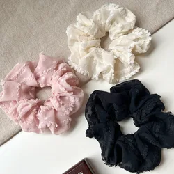 3/4Pcs Sweet Printed Elastics Hair Bands Women Girls Simple Scrunchies Korean Pink Mesh Hair Ties Ponytail Hair Accessories