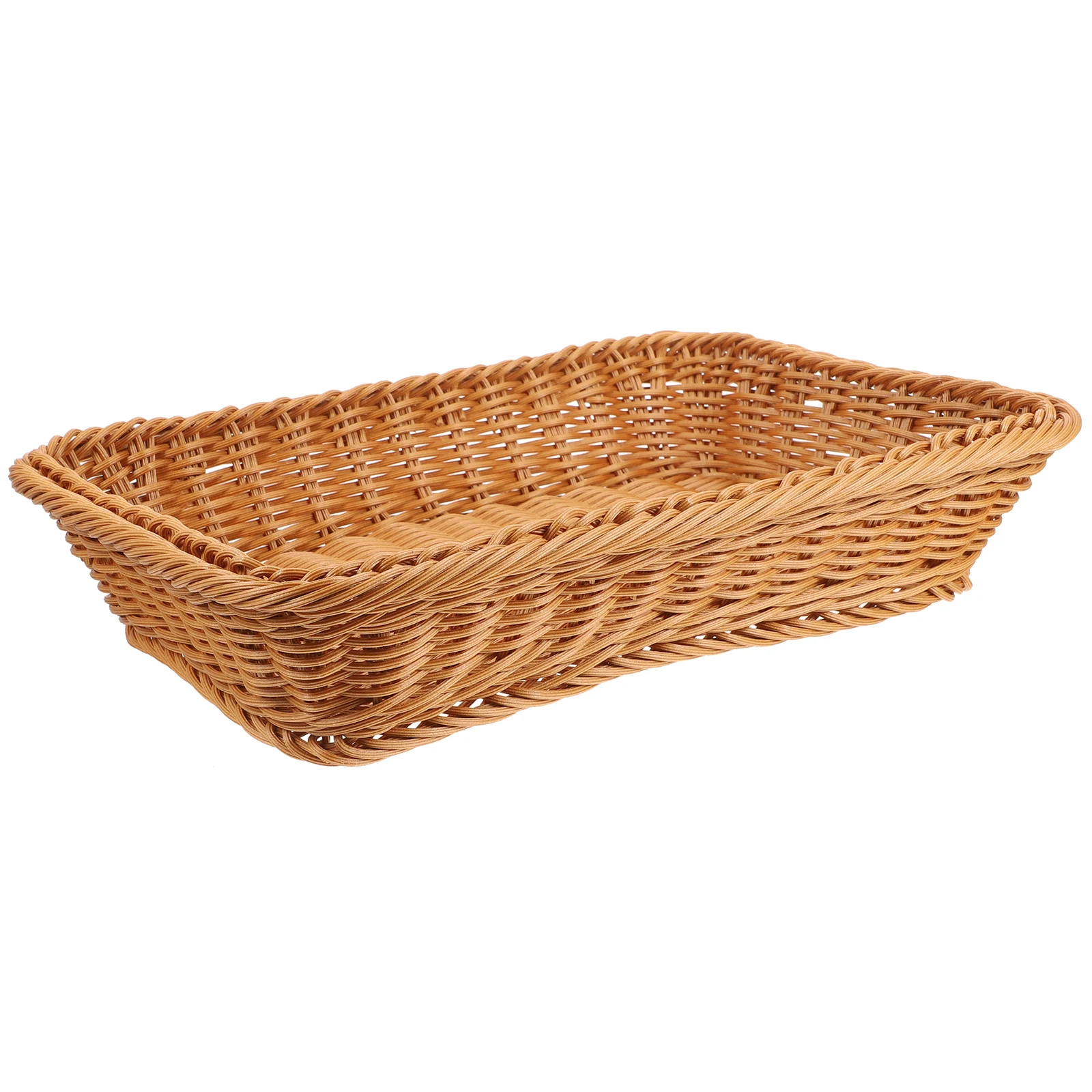 

Bread Basket Storage Tray Woven Baskets Farmhouse Fruit Household Serving Light Brown PP Easy Clean Home Decor Storage