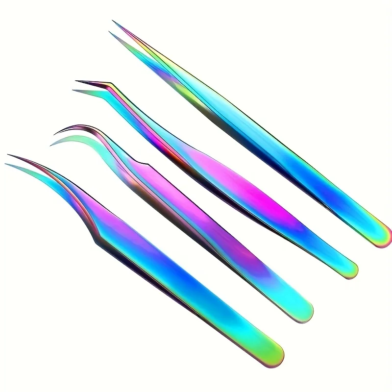 

High Precision Eyelash Tweezers Set Stainless Steel Colored Lash Tweezer for Flawless Application & Brow Grooming Christmas Gift