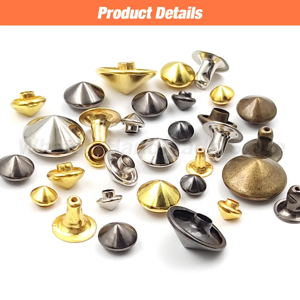 100sets 5mm-12mm Conical Rivet Spikes For DIY Punk Rock Clothes Shoes Bags Decoration Leathercraft Accessories