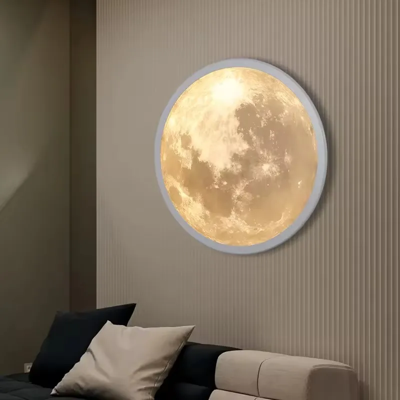 Imagem -04 - Lua e a Terra Conduziram a Lâmpada da Parede para o Quarto Projeto Moderno Arte Nórdico Bom para a Decoração da Sala de Visitas Teto Luz da Noite a