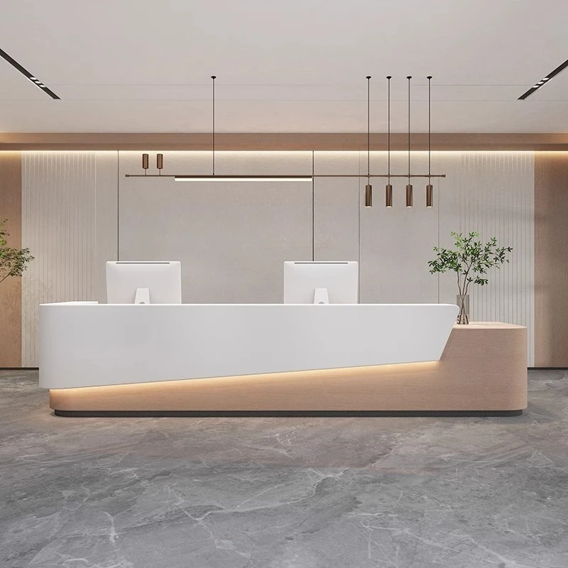 

Luxury Hotel Reception Desks Welcome Led Lights Display Corner Reception Desks Salon Company Mostrador Commercial Furniture
