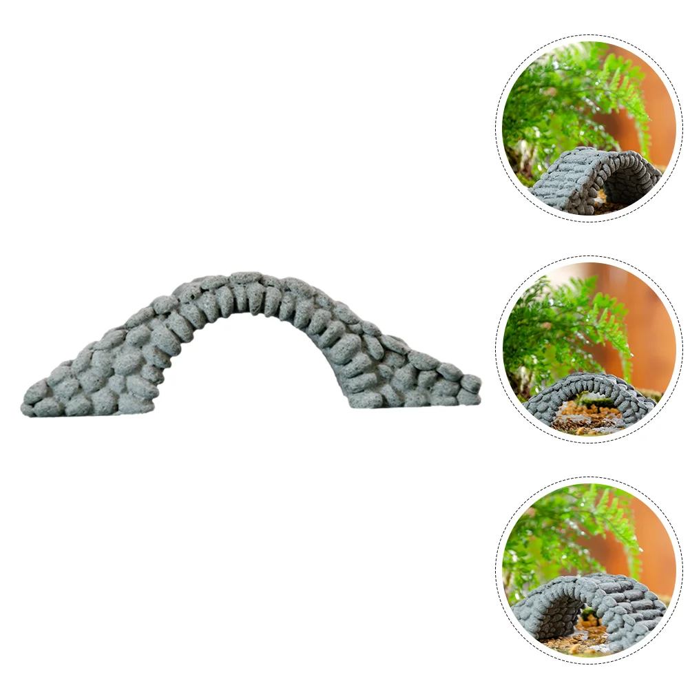 

Girl Garden Rockery and Flowing Water Decorations Micro Scene Outdoor Miniature Arch Bridge Figurines Resin House