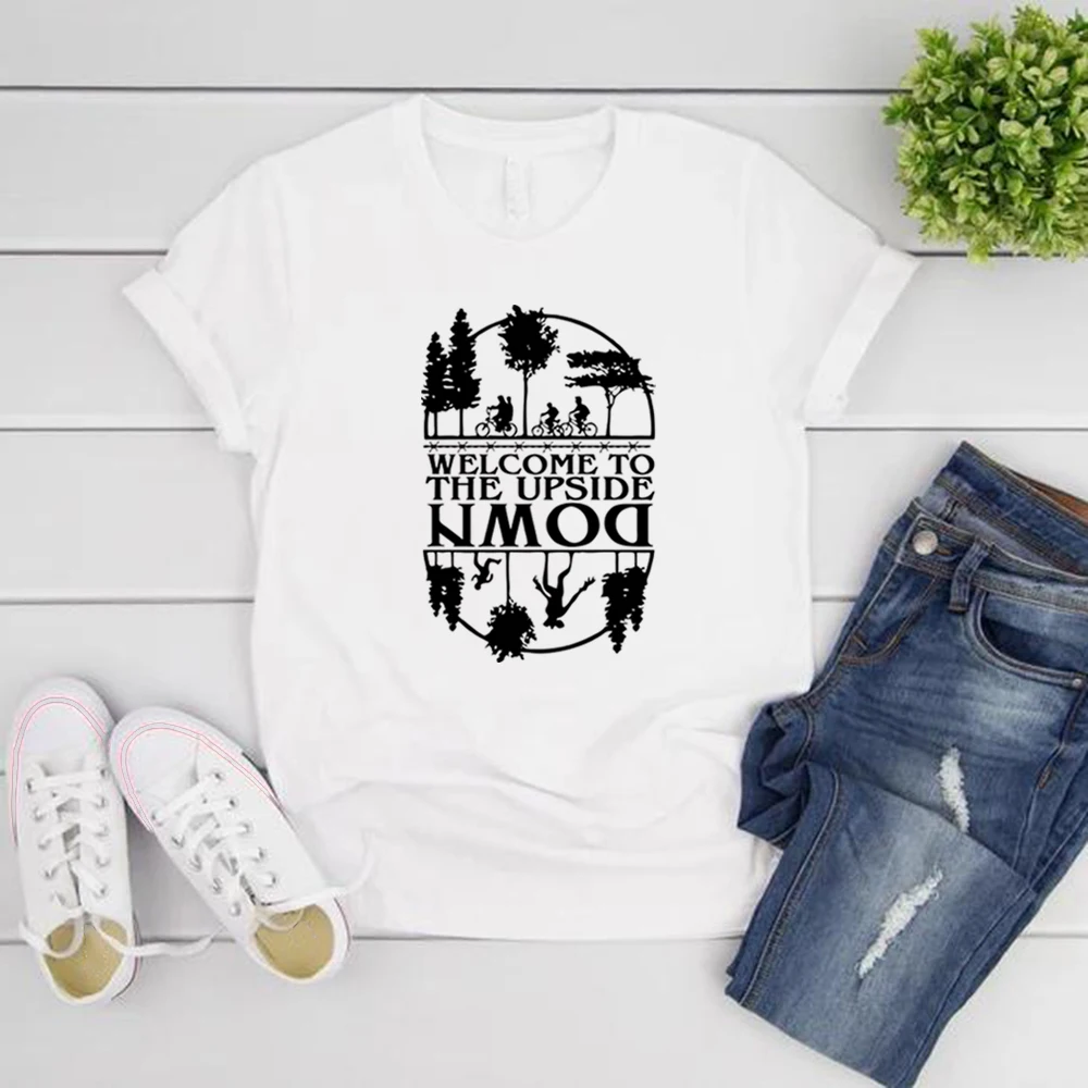 

Welcome To The Upside Down Hawkins Middle School T-Shirt Upside Down Hawkins Tee Unisex T-shirts Short Sleeve Graphic T Shirts