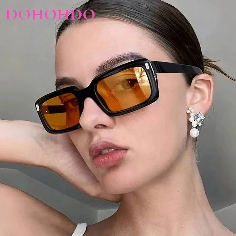 

DOHOHDO Vintage Rice Nail Square Sunglasses Woman Brand Designer Personality Sun GlassesFemale Fashion Retro Oculos De Sol UV400