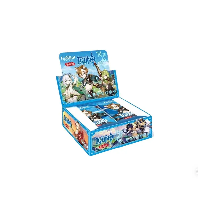 Bandai-tarjetas de impacto Genshin genuinas, juego del 3. ° aniversario de la ola, cartas coleccionables periféricas de animé, regalo de vacaciones