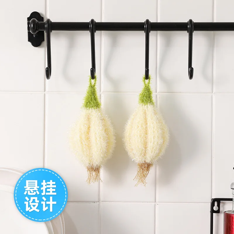 2PCS/LOT Korea High Efficient Anti-grease Garlic Shape Dish Cloth Acrylic Washing Towel Magic Kitchen Cleaning Wiping Rags