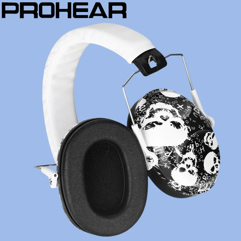 

PROHEAR 2Pcs Skull Printed Earmuff Adjustable Kids Ear Protectors Passive Noise Reduction Hearing Protectors for Autism Toddlers