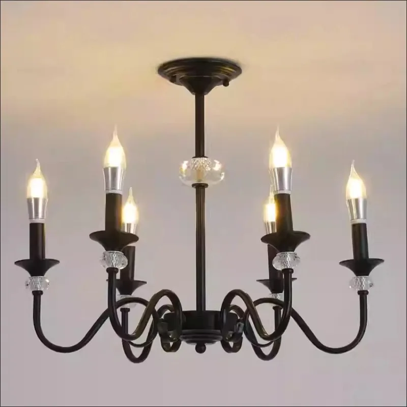 American Retro Crystal Chandelier French Living Room Premium Candle Lighting Study Master Bedroom Room Lights