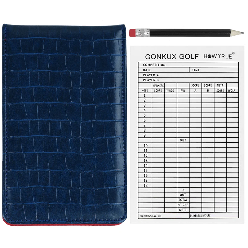 1Pcs Pu Leather Golf Scorecard Holder Crocodile Pattern Yardage Book Cover Case Protector Golf Score Card Golf Gift With Pencil