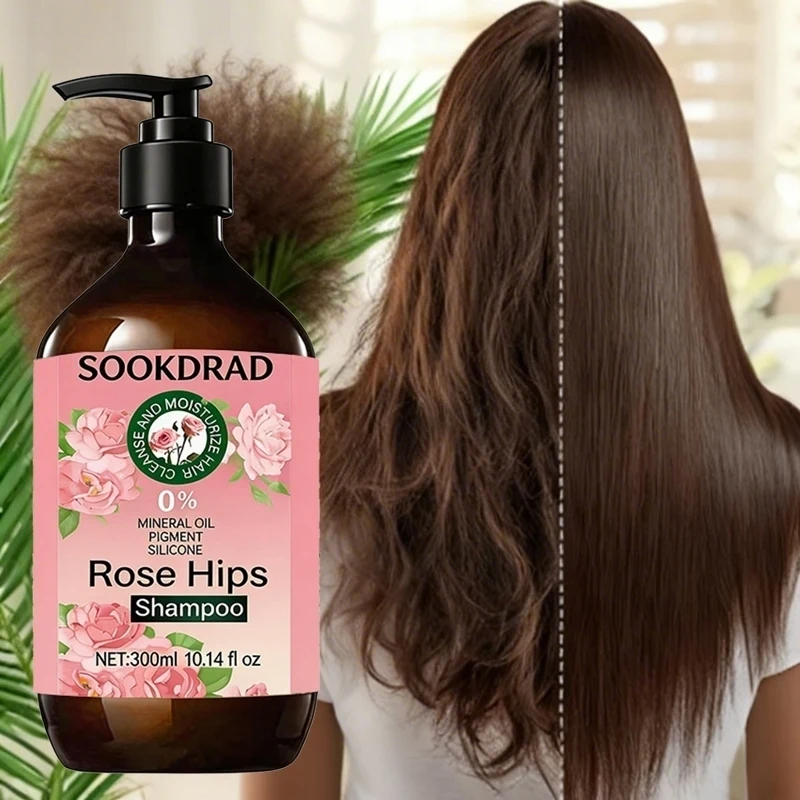Champú para el Cabello con Extracto Natural de Rosa Mosqueta, Nutre el Cuero Cabelludo, Suaviza y Alisa el Cabello, 10.14 fl oz