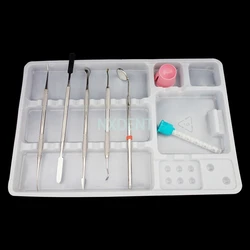 10pcs Dental Disposable Oral Package Mouth Mirror Tweezer Probe Instrument Box Disposable Plastic Dentist Tray 2size for Choose