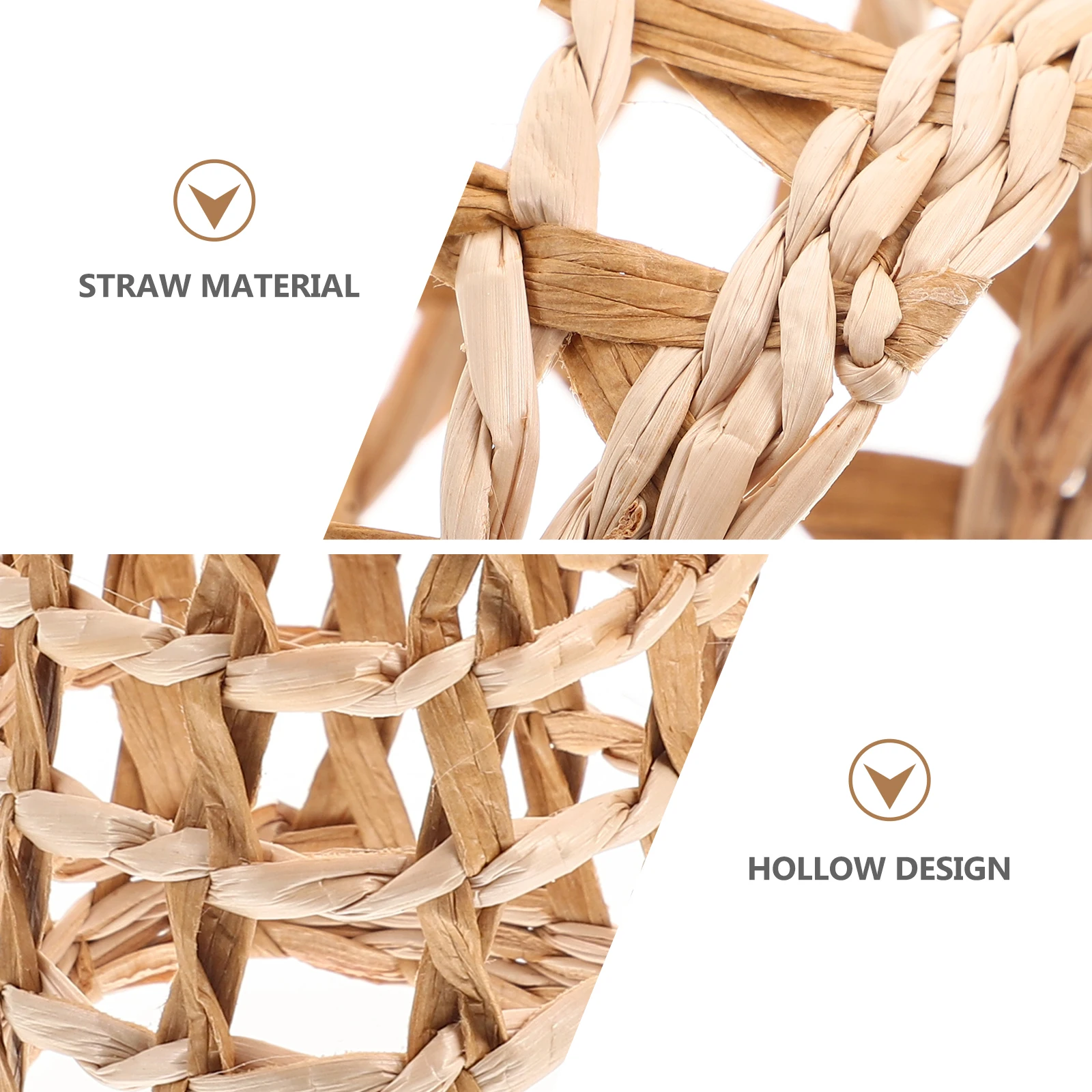 

2pcs Straw Woven Bottle Sleeve Grass Braid Cup Holder Glass Protection Cover Heat Insulating Hollow Design Non Slip Drink Grip