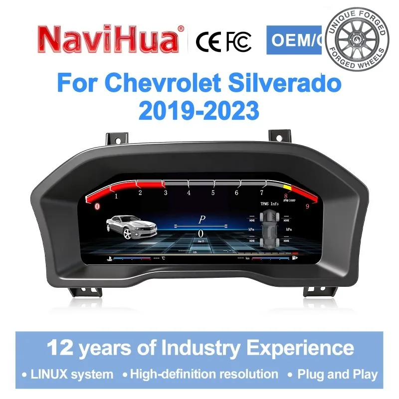 26 Style Car Digital Cluster Instrument Dashboard Auto Meter Speedometer Carplay For Chevrolet Silverado GMC Sierra 2019-2023