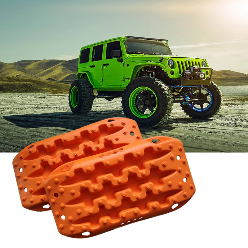 

2PC Super-Tough Nylon 58cm Car Recovery Traction Board Emergency Mini-Size Tracks Traction Mat for Off-Road Sand Mud Snow Rescue