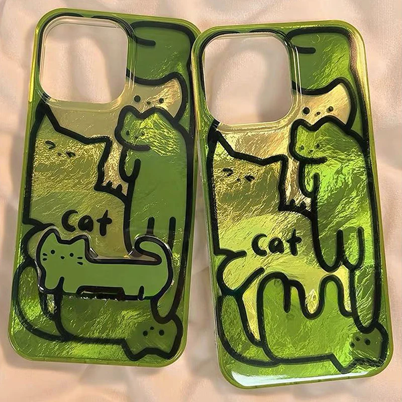 Cartoon Line Cat Dog Phone Case For IPhone 17 16 15 14 13 12 11 Pro Max 16E XS XR X SE 7 8 Plus Lovely Animal Pattern Back Cover - náhled 3
