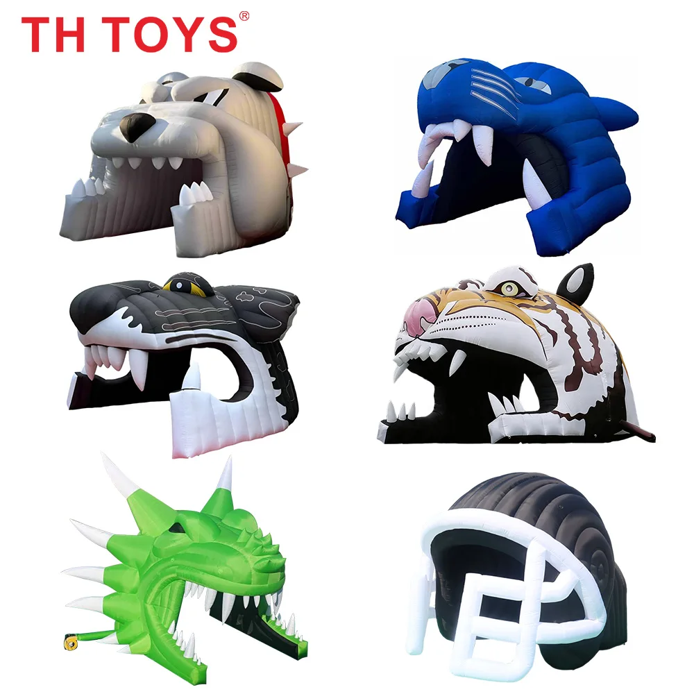 

Bulldog tiger dragon head animals inflatable football Tunnel portable sprot games evetns Inflatable helmet tent