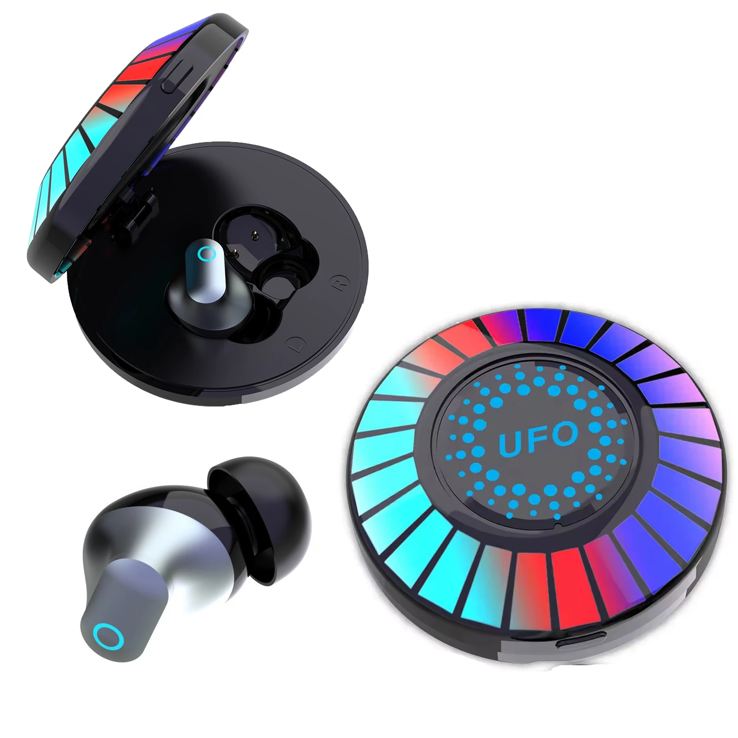 

K90 UFO Appearance Wireless Earbuds Gaming Earphones With Lossless Noise Reduction And 7 Colorful Music Atmosphere Light Modes